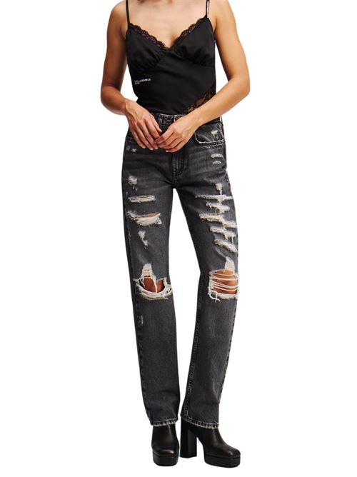 Jeans dritti donna grigio in cotone bio Karl Lagerfeld jeans | A1W100321BH